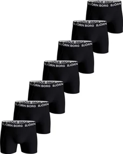 BJÖRN BORG bokserki męskie, 7-pak - Essential Boxer, bawełna stretch, logo w pasie czarny 2XL - Majtki męskie - miniaturka - grafika 1
