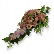 Sztuczne kwiaty - Stroik na grób Długa kompozycja Różowe sztuczne kwiaty Hortensje cmentarz - miniaturka - grafika 1