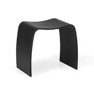 Fotele i krzesła biurowe - Drewniany stołek BENTWOOD II, eko skóra, czarny - miniaturka - grafika 1