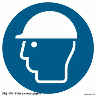 SIGNPROJECT GJ014 - Nakaz stosowania ochrony głowy 500x500 - Tablice BHP - miniaturka - grafika 1