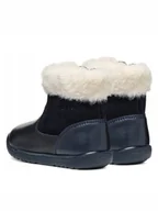 Kozaki damskie - Geox Dziecięce Kozaki Granatowe Ze Skórą Na Zimę 22 Jlb - miniaturka - grafika 1