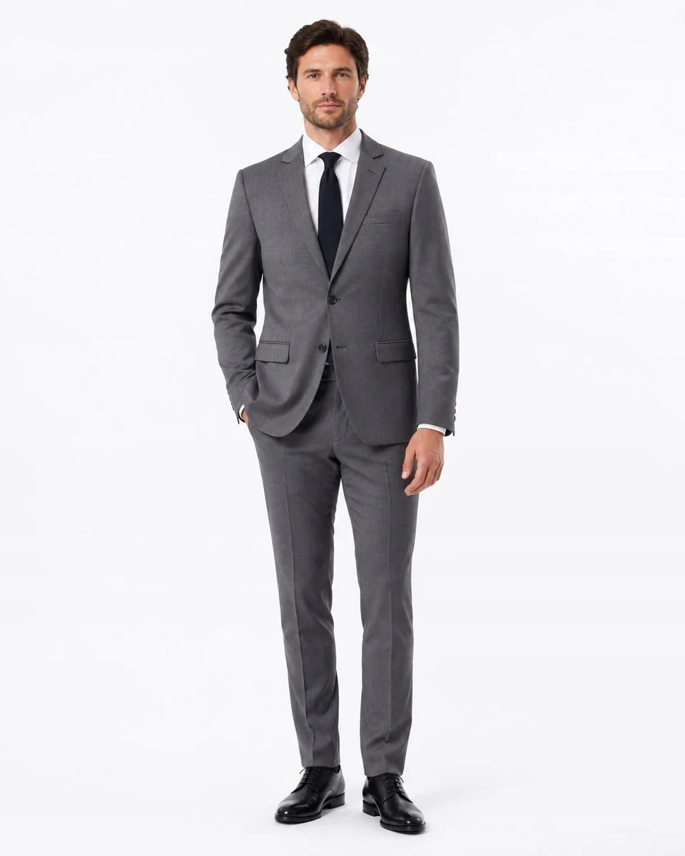 GARNITUR MĘSKI ELEGANCKI SZARY KLASYCZNY SLIM FIT 44/176