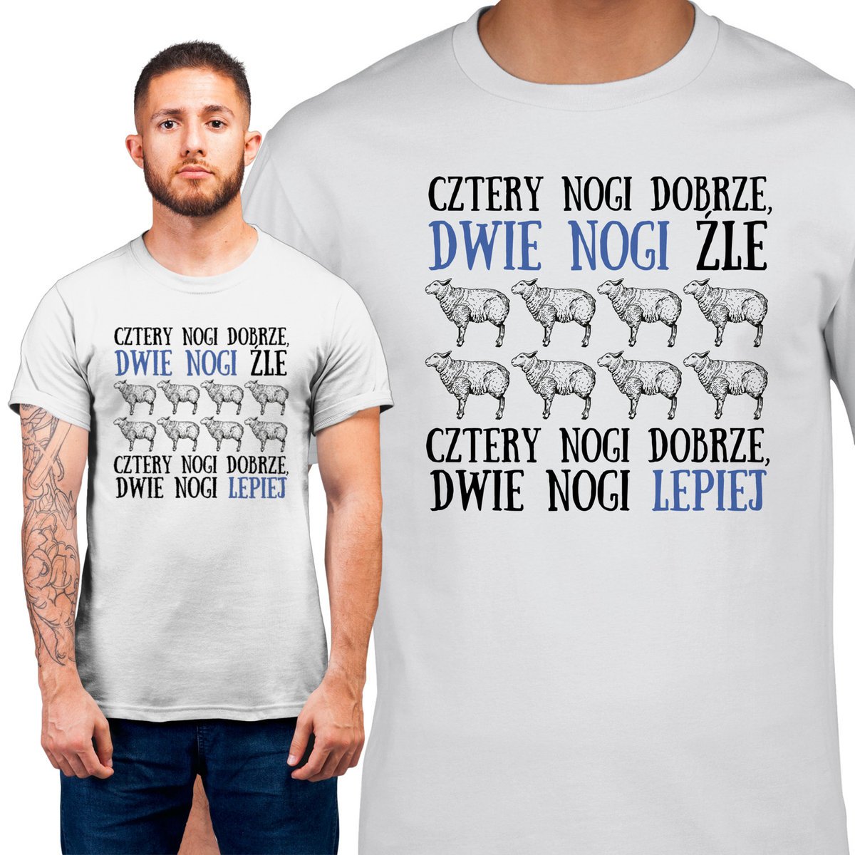 Koszulka męska Folwark zwierzęcy owce Orwell XL