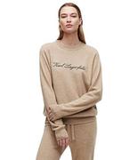 Swetry damskie - KARL LAGERFELD kaszmirowy sweter damski, Stone Beige, XL - miniaturka - grafika 1