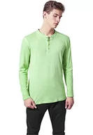 Bluzy męskie - Urban Classics Męska bluza w sprayu Dye Henley L/S Tee, zielony (miętowy 348), S - miniaturka - grafika 1