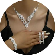 Zestawy biżuterii dla kobiet - DUŻY KOMPLET BIŻUTERII SREBRNEJ ŁEZKA Z CYRKONIĄ GLAMOUR Z PLECIONKĄ - miniaturka - grafika 1