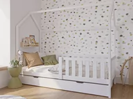 Łóżka dla dzieci i młodzieży - Łóżko dziecięce Domek 80x160 z szufladą i stelażem kolor biały D7s - miniaturka - grafika 1