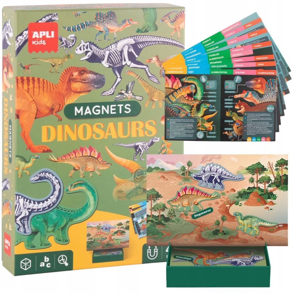 Magnetyczna układanka edukacyjna z kartami 19 języków Apli Kids - Dino