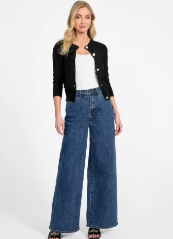 GUESS CZARNY KLASYCZNY SWETER DAMSKI Z GUZIKAMI XL 12CA