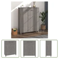 Szafki na buty - The Living Store Szafka na buty HAMAR jasnoszara 85x40x108 cm lite drewno sosnowe - miniaturka - grafika 1