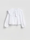 Bluzki damskie - Reserved - Bluzka z ozdobnym kołnierzem - biały - miniaturka - grafika 1