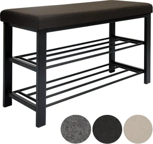 Stojak na buty z metalową ławką 81x32x46 cm Ławka na buty brązowa - Szafki na buty - miniaturka - grafika 1