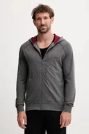 Bluzy męskie - BOSS bluza lounge kolor szary z kapturem gładka - miniaturka - grafika 1