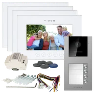 Wideodomofony - Wideodomofon Wielorodzinny Vidos X 4 Monitory M11W + S11-4 FullHD Podczerwień RFID MicroSD - miniaturka - grafika 1