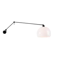 Lampy ścienne - QAZQA Kinkiet czarny z białym kloszem regulowanym 30 cm - Blitz - miniaturka - grafika 1