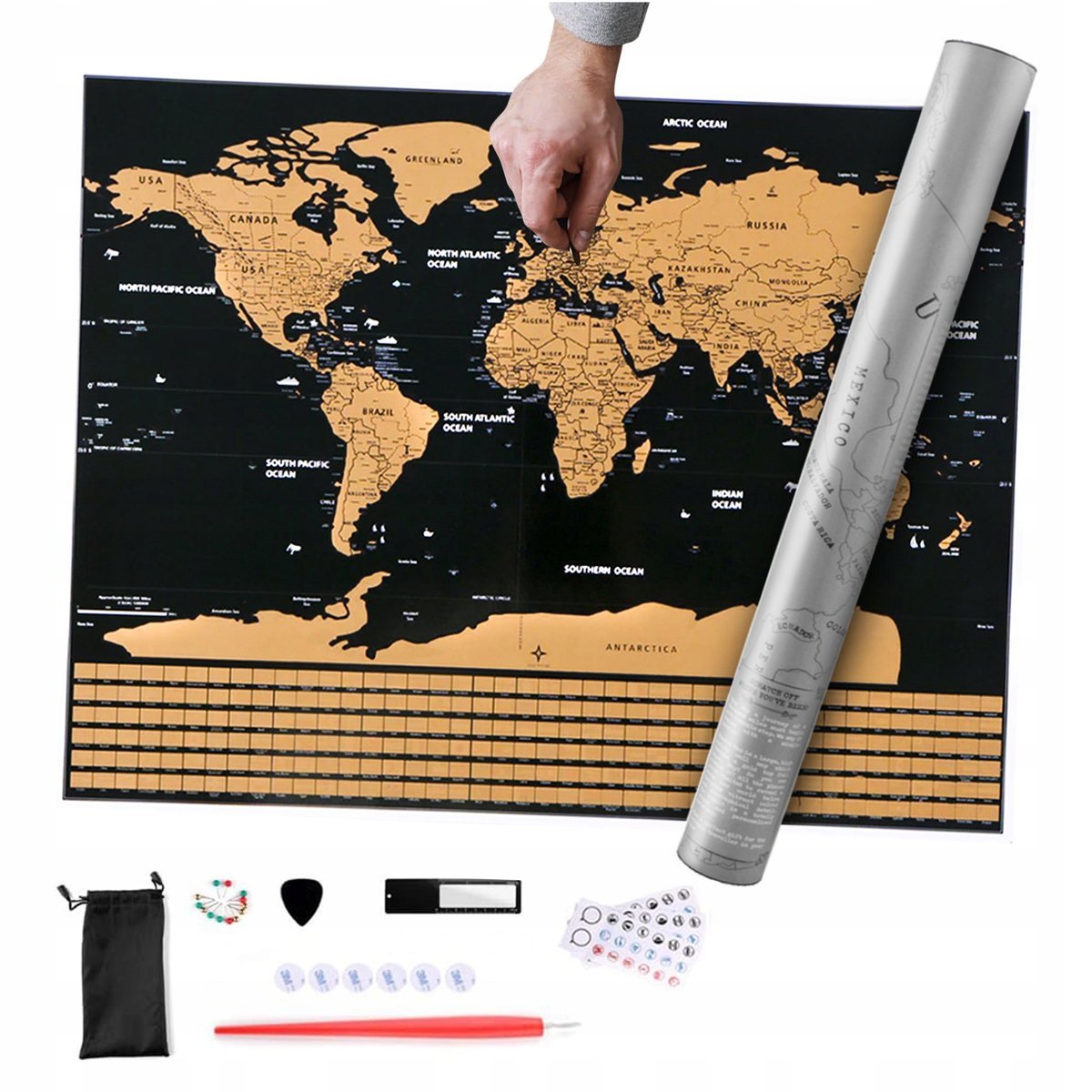 Mapa Świata Na Ścianę Zdrapka Dla Podróżnika Flagi Duży Plakat Prezent