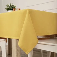 Obrusy i serwetki - Gotowy obrus z tkaniny wodoodpornej o fakturze płótna, wykończony listwą, kolor musztardowy, Aruba, rozmiar: 120x160 cm - miniaturka - grafika 1