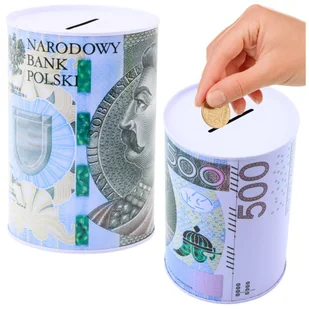 Skarbonka Metalowa Dla Dzieci Banknot 500 Złotych 15 x 10,5cm LEAN TOYS - Zabawki kreatywne - miniaturka - grafika 1