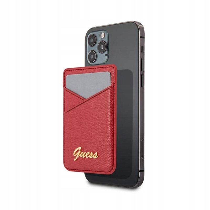 Guess Wallet Card Slot MagSafe Saffiano Portfel magnetyczny (czerwony)
