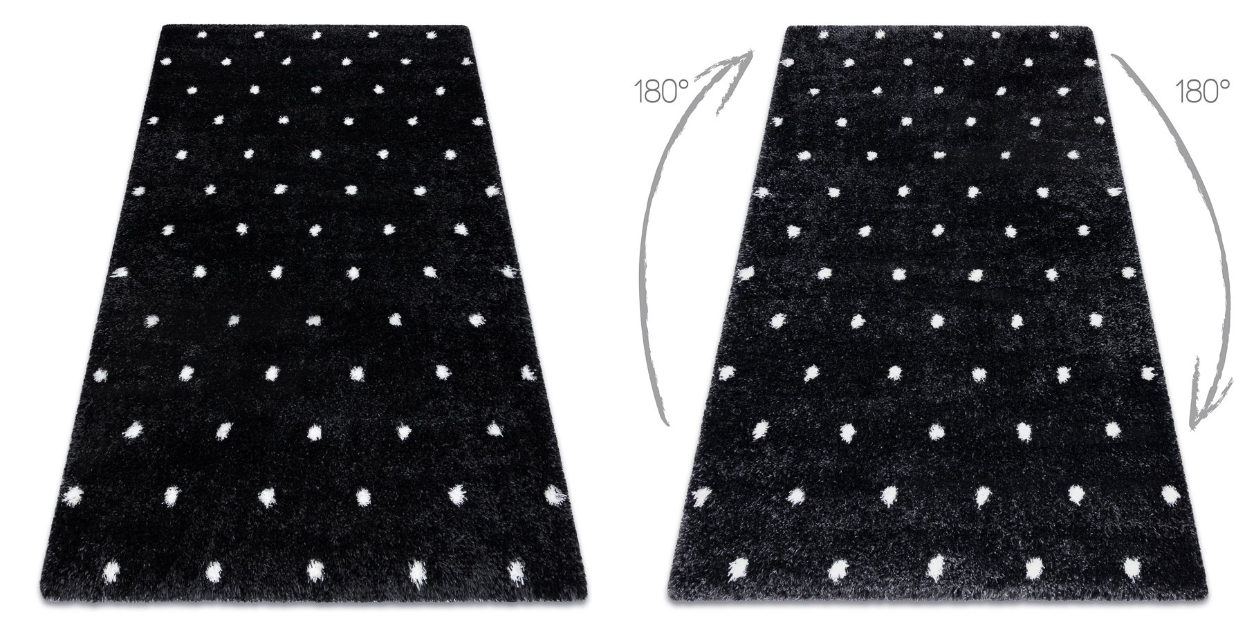 Dywan FLUFFY 2370 shaggy kropki - antracyt / biały czarny 140x190 cm