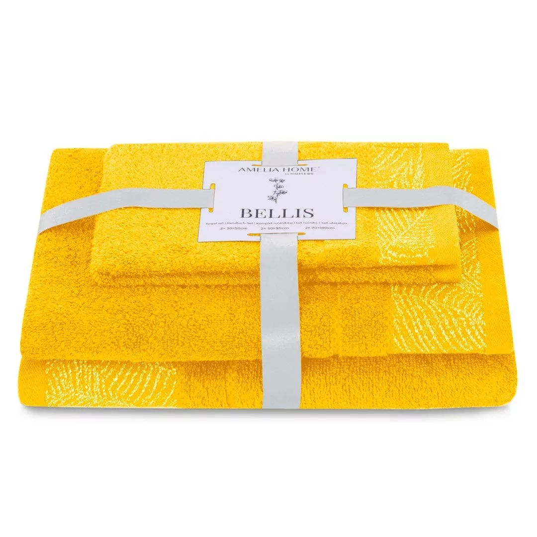 Ręcznik BELLIS kolor żółty styl klasyczny 30x50+50x90+70x130 ameliahome - TOWEL/AH/BELLIS/MUST/SET30x50+50x90+70x130