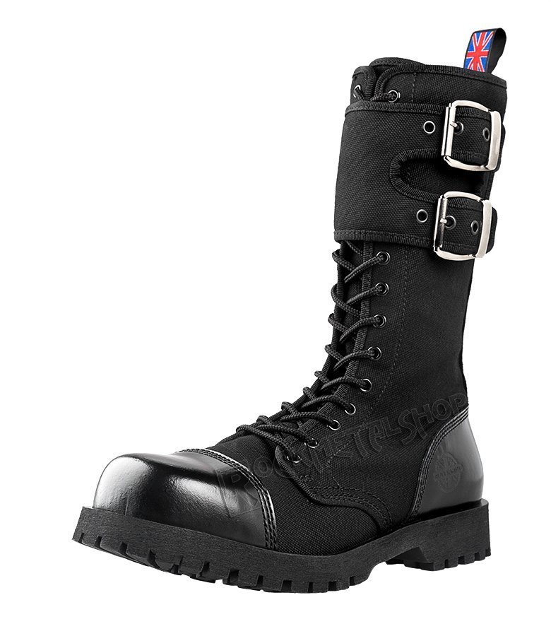 glany NEVERMIND - CZARNE (14 dziurek + 2 klamry + suwak) polerowane + canvas-38