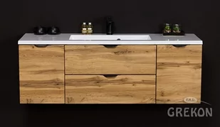 Szafka łazienkowa z umywalką wisząca dąb naturalny 120 cm Victa Gante - Szafki łazienkowe - miniaturka - grafika 1