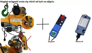 Wciągarka 500/990kg - 20 metrów z wózkiem 230V, sterowanie radiowe 8m, wózek od 60mm do 160mm, 28881571 - Wciągarki - miniaturka - grafika 1