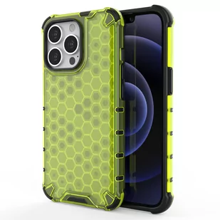 Honeycomb etui pancerny pokrowiec z żelową ramką iPhone 13 Pro zielony - Etui i futerały do telefonów - miniaturka - grafika 1