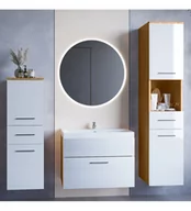 Meble łazienkowe - Łazienka LIPSY LED dąb artisan / biały połysk - miniaturka - grafika 1