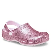 Buty dla dziewczynek - Klapki Crocs Classic Chunky Glitter Clog K 211939 Różowy - miniaturka - grafika 1