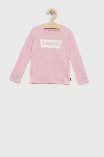 Bluzki dla dziewczynek - Levi's longsleeve bawełniany dziecięcy kolor różowy - grafika 1
