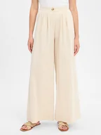 Spodnie sportowe damskie - Vila Letnie spodnie z lnem - VIEtni Kobiety Bawełna beżowy marmurkowy, 34 - miniaturka - grafika 1