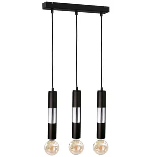 KET LAMPA wisząca KET1271 metalowa OPRAWA tuby ZWIS kaskada czarna srebrna KET1271 - Lampy sufitowe - miniaturka - grafika 1