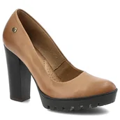 Czółenka - Brązowe Czółenka Damskie Maciejka Na Słupku - miniaturka - grafika 1