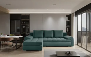 Sofa w kształcie L TOMI narożnik, tkanina Castel, wiele kolorów Lazurowy Lewostronny - Narożniki - miniaturka - grafika 1