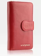 Portfele - STEVENS PORTFEL DAMSKI SKÓRZANY ZAMEK STOP RFID Czerwony Skóra Matowa - Czerwony Matt - miniaturka - grafika 1