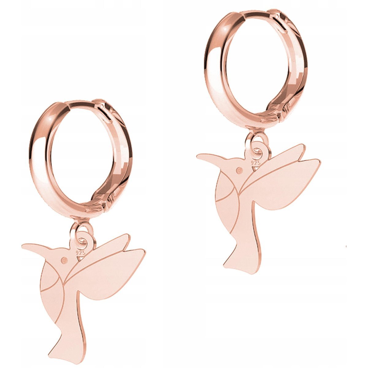 Kolczyki Pozłacane Ptak Koliber z Ptakami Zwierzętami Kolibrami SREBRO 925