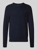 Swetry męskie - Sweter z dzianiny z wyhaftowanym logo - miniaturka - grafika 1