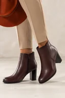 Botki damskie - Bordowe botki damskie Sergio Leone obcas słupek na cholewce nity YG74984 - miniaturka - grafika 1