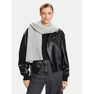 Szalik Calvin Klein Ck Metal Wool Rib Scarf LV04D8056G Szary - Apaszki i szaliki damskie - miniaturka - grafika 1