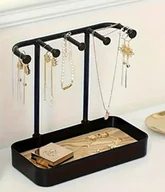 Biżuteria - akcesoria - Stojak Wieszak Na Biżuterię Z Tacką Na Klucze Kolor Czarny 20/10/19 Cm - miniaturka - grafika 1