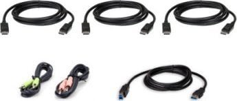 Zestaw kabli KVM ATEN 2L-7D02UDPX6 1,8 M USB DisplayPort Triple Display, zwart, 1,8 m