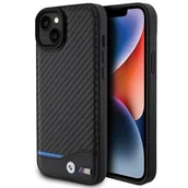 Etui i futerały do telefonów - Etui BMW Leather Carbon do Apple iPhone 15 Plus Czarny - miniaturka - grafika 1