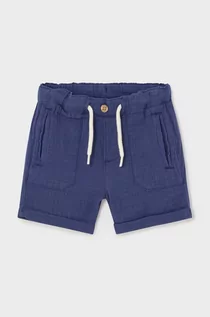 Spodnie i spodenki dla chłopców - Mayoral szorty bawełniane niemowlęce kolor granatowy - grafika 1