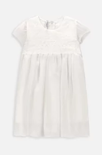 Sukienki i spódniczki dla dziewczynek - Coccodrillo sukienka niemowlęca kolor biały mini prosta - grafika 1