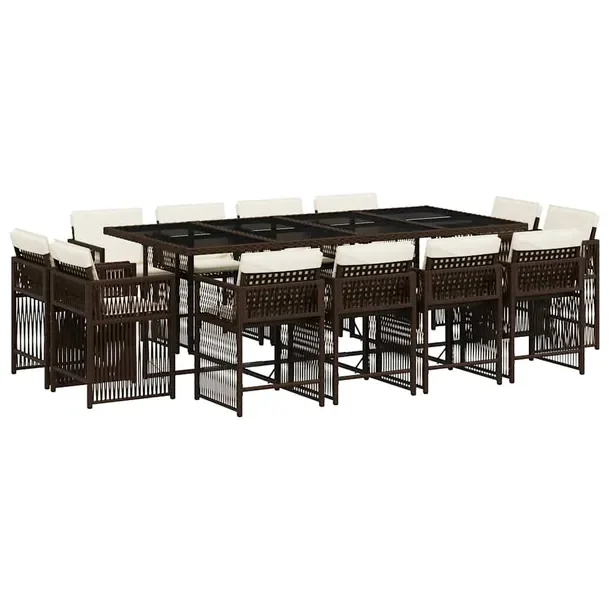 Zestaw mebli ogrodowych rattan PE brązowy 220x106x73 cm