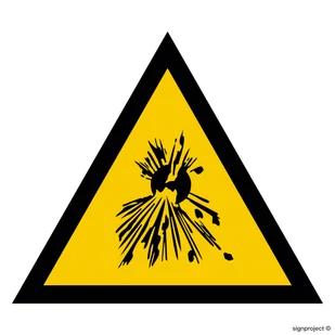 JA004 OSTRZEŻENIE PRZED SUBSTANCJAMI WYBUCHOWYMI, PN - PŁYTA PCV 1MM; (350X350MM) - Systemy ekspozycyjne i znaki informacyjne - miniaturka - grafika 1
