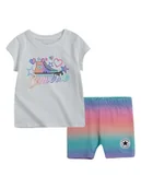 Kaftaniki dla niemowląt - Converse 2-częściowy zestaw w kolorze białym ze wzorem - miniaturka - grafika 1