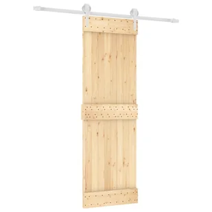 Drzwi przesuwne z osprzętem, 70x210 cm, lite drewno sosnowe 8721012082700 - Drzwi wewnętrzne - miniaturka - grafika 3